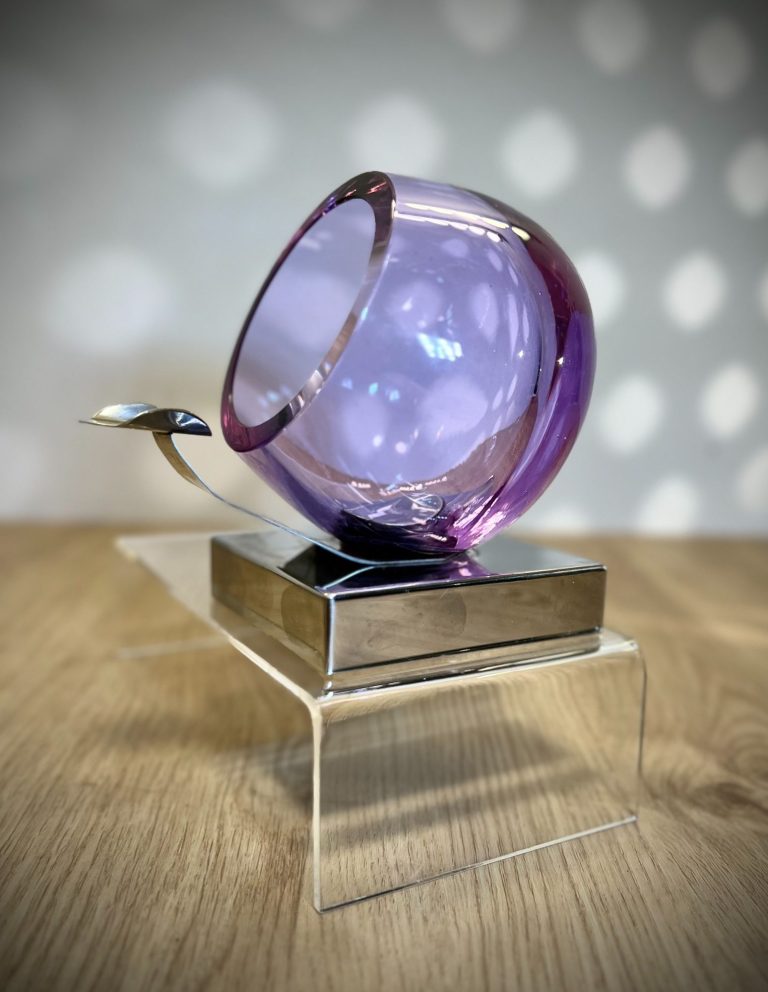 Alexandrite Glass Pipe Holder – Italy, 1970s Vintage Alexandrite Glass Pipe Rest – Italian Modernist