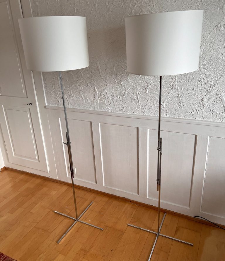Swiss Lamps – Awaiting Rewiring Swiss floor lamps attributed to Hans Eichenberger, shades completed