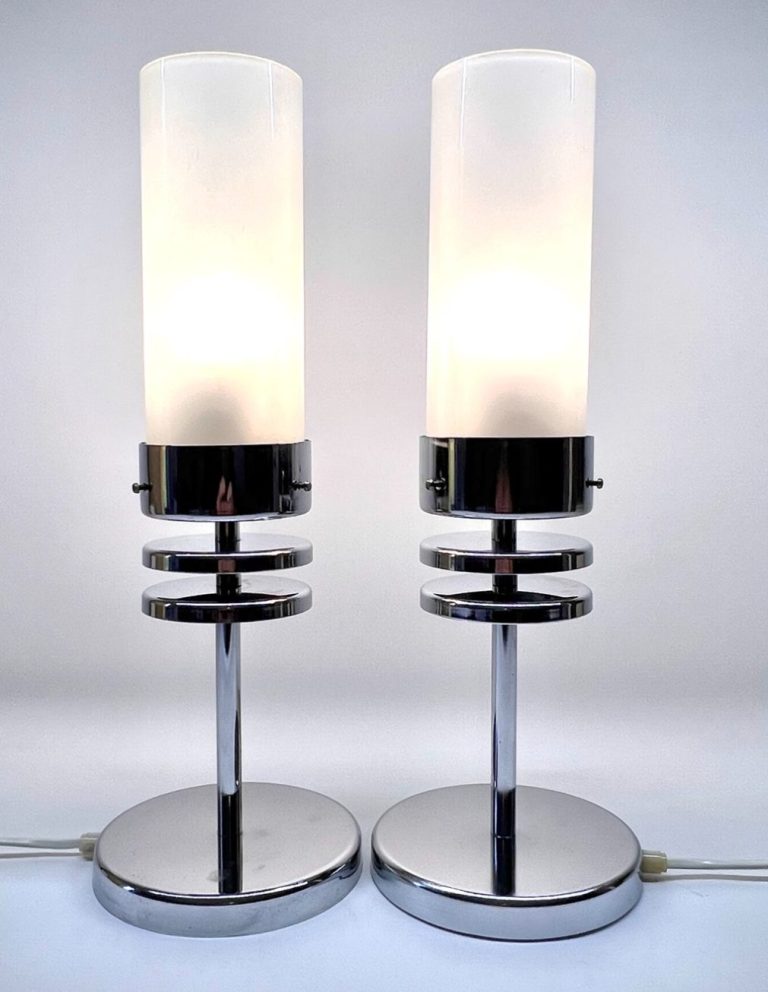 Pair of German Chrome Table Lamps Pair of German Chrome Table Lamps