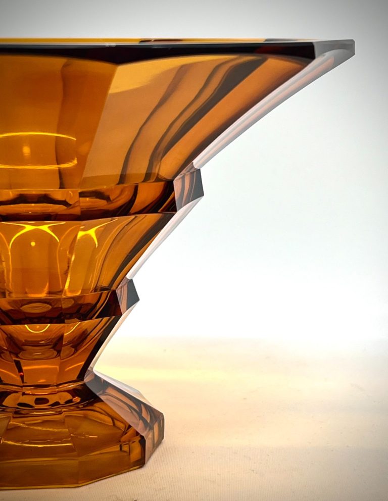 Art Deco Amber Crystal Bowl in the Style of Moser, c.1930 Art Deco Amber Crystal Bowl in the Style of Moser, c.1930